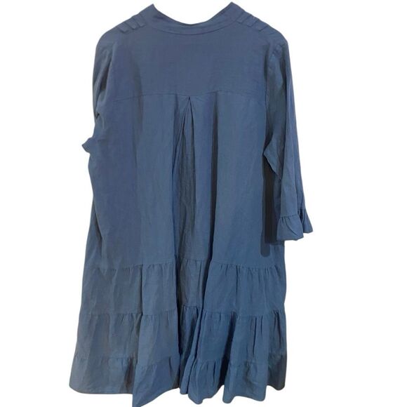 Cristina vergani made in Italy linen blend XL blue ruffled layered lagen  look c - Picture 4 of 7